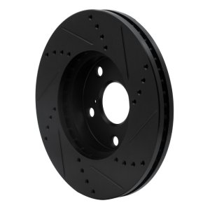 Lexus ES300 Brake Rotor (1) - Front Left - R1 Concepts - Drilled & Slotted - Black - `92-`06